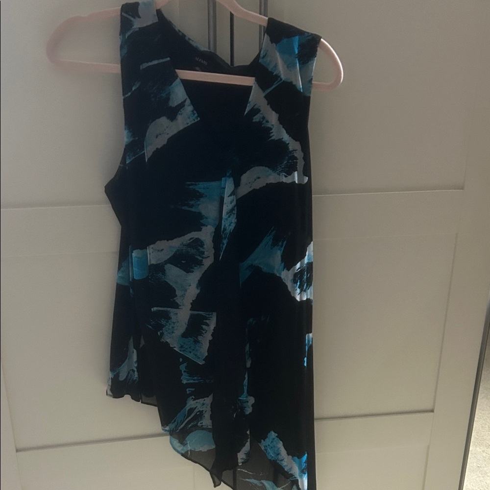 Alfani Asymmetrical Dress in Black and Blue